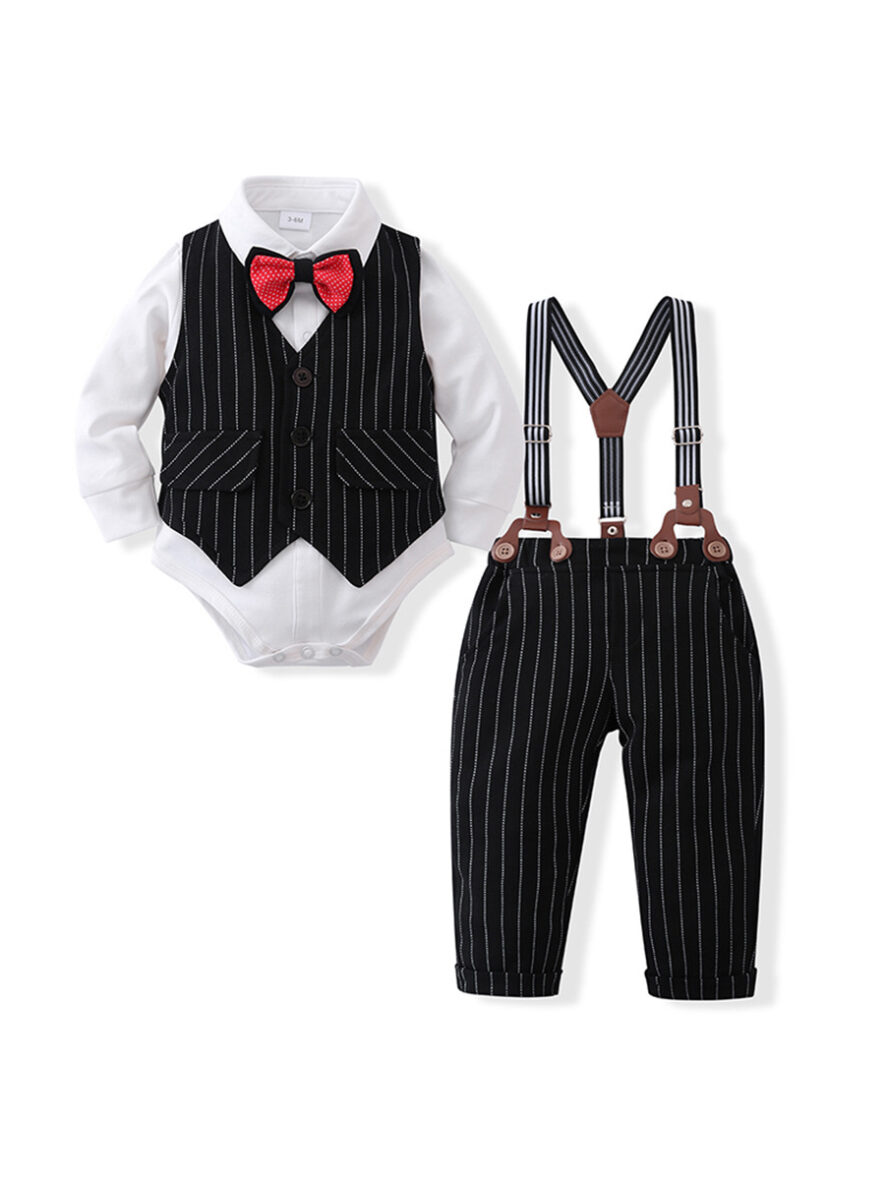 Baby Boy And Toddlers Boy Stripe Waist Coat Set On Mid-Year Clearance Sales