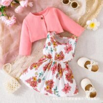 Baby Girl And Toddler Girl Pink Jacket On Flower Flora Dress On Mid-Year Clearance Sales1