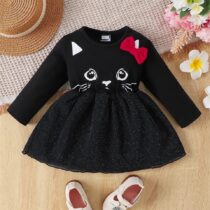 Baby Girl Red Bow Black Dress