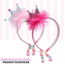 Baby Girl Sequined Crown with Pendant