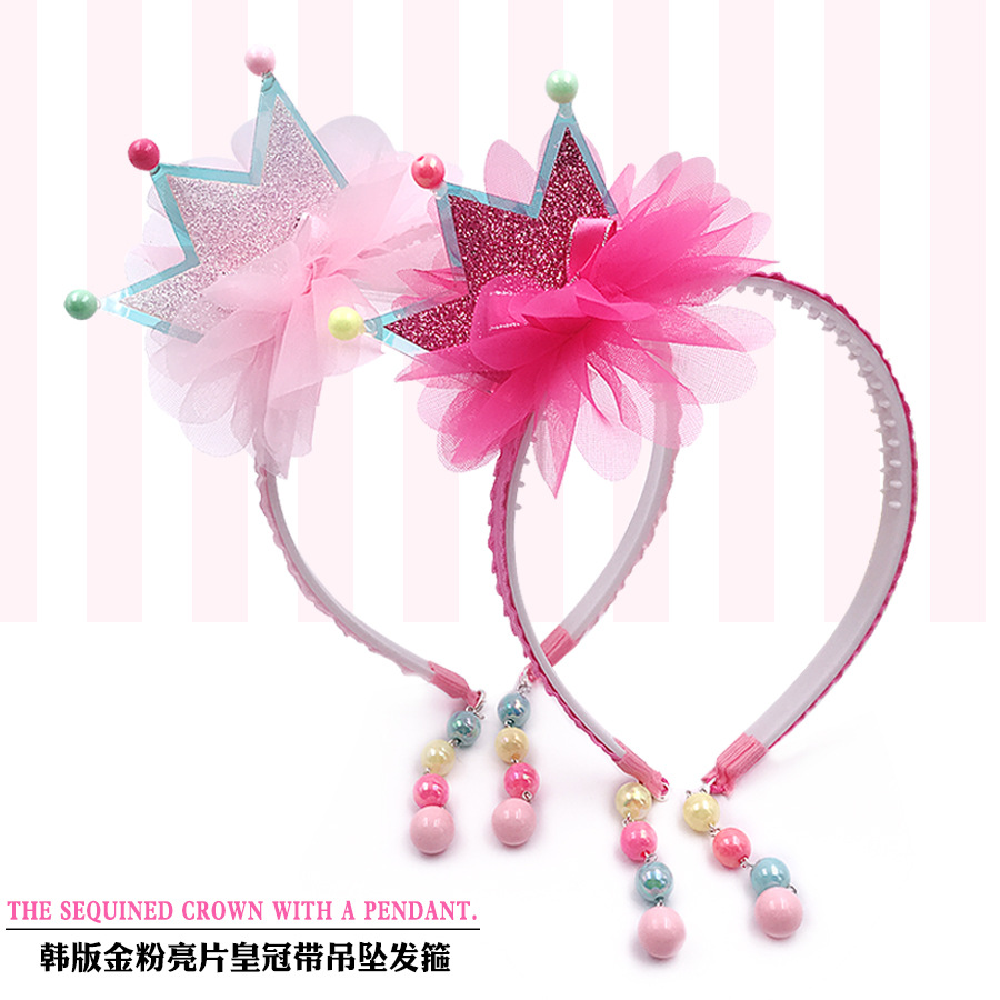 Baby Girl Sequined Crown with Pendant