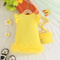 Baby Girl Toddlers Girls Yellow Tutu Dress With Bag