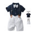 Toddlers Boy Collar Navy Shirt With Bow Tile And Suspender With Stripe Short On Mid-Year Clearance Sales
