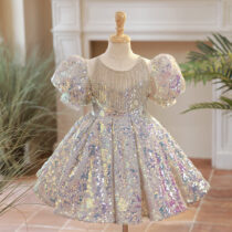Toddlers Girl Luxury Glittery Sequins Dress, Elegant Special Occasion Dress
