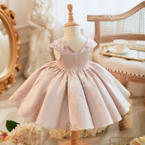 Toddler Girls Flower Sleeveless Bow Dress, Princess Ball Gown, Formal Dress