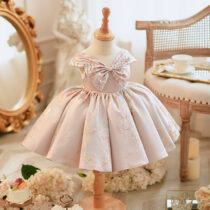 Toddler Girls Flower Sleeveless Bow Dress, Princess Ball Gown, Formal Dress