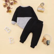 Baby Boy, Toddlers BlackGrey Long Sleeve Tee-Shirt And Black TrouserPant (1)