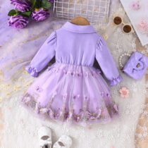 Baby Girl And Toddler Girl Collar Butterfly Bow Dress