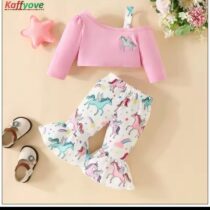 New Born Baby Girl Horse Top With Multicolour Palazzo Trouser 2pcs