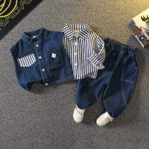 Toddlers Boy Striped Denim 3pcs (2)