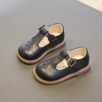 Toddlers Girl Black Leather Buckle Shoe, Simbi Shoe, School Shoes (