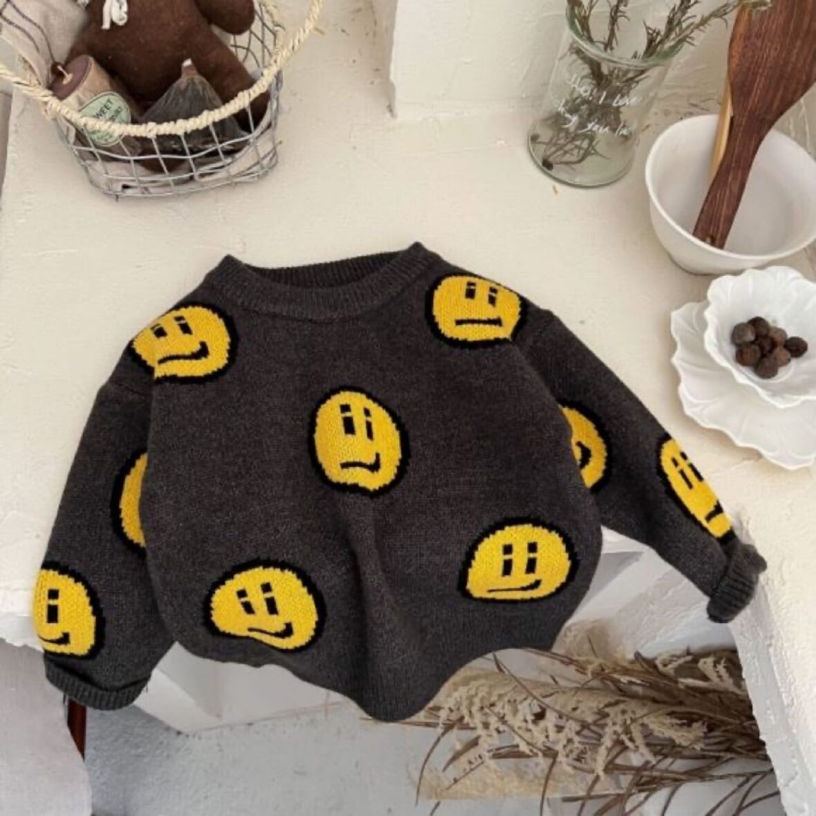 Toddlers Unisex Knitted Emoji Sweater, Sweat Top (3)