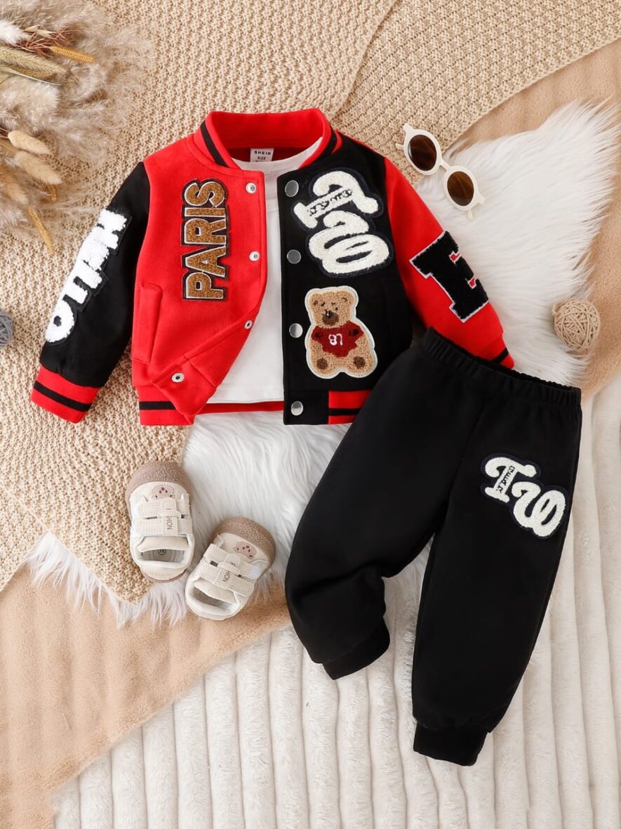 Baby And Toddler Unisex Bear Letter Track Suit 2pcs