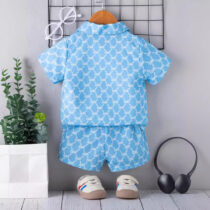 Baby Boy And Toddler Boy Cool Collar Shirt With White Inner Tee-Shirt And Short 3pcs (2)