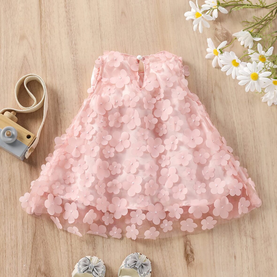 Baby Peach Petal Bow Dress (2)