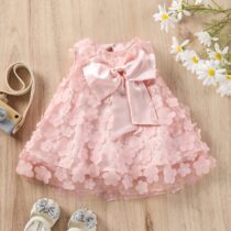 Baby Peach Petal Bow Dress