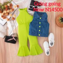 Toddler Girl Jumpsuits With Denim Jacket 2pcs On Clearance Sales