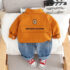 Toddlers Boy Brown Collar Shirt, White Inner Tee-Shirt And Denim Trouser 3pcs