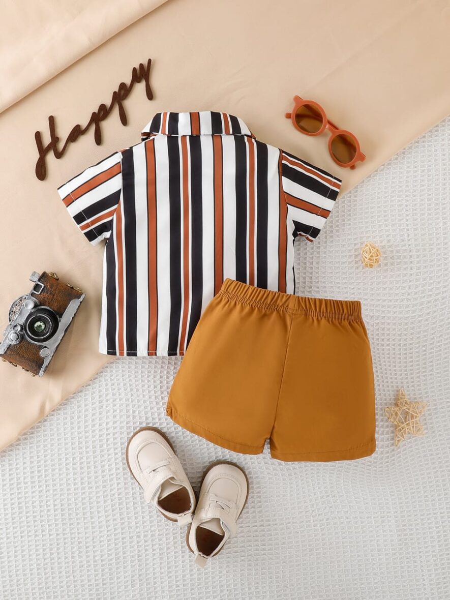 Toddlers Boy Vintage Shirt And Brown Short 2pcs (1)