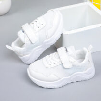 Toddlers Unisex Laced And Strap White Sneakers, Sport Sneakers