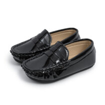 Toddler Boy Black Glossy Loafers