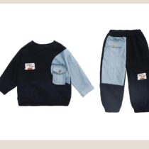 Toddler Boy BlackSky Blue Long Sleeve Tee-Shirt And BlackSky Blue Track Trouser 2pcs (1)