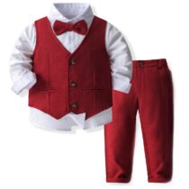 Toddler Boys Waist Coat Complete Set, Bow Tie, Navy Vest, White Shirt, Navy TrouserPant, Boy’s Party Wear, Suits For Boys