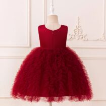 Toddler Girl Armless Sequin Ball Dress, Princess Dress Lace Party Fluffy Gown (2)