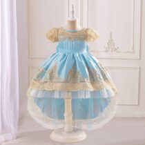 Toddler Girl Elegant Vintage Luxury Tail Embroidery Dress, Ball Gowns (1)