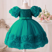 Baby Girl And Toddler Girl Puff Shoulder Ball Dress