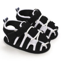 Baby Unisex Soft Sole Black White Pre Walker Sandals