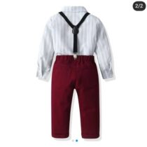 Toddler Boy Stripe Shirt With Suspender PantTrouser 2pcs1