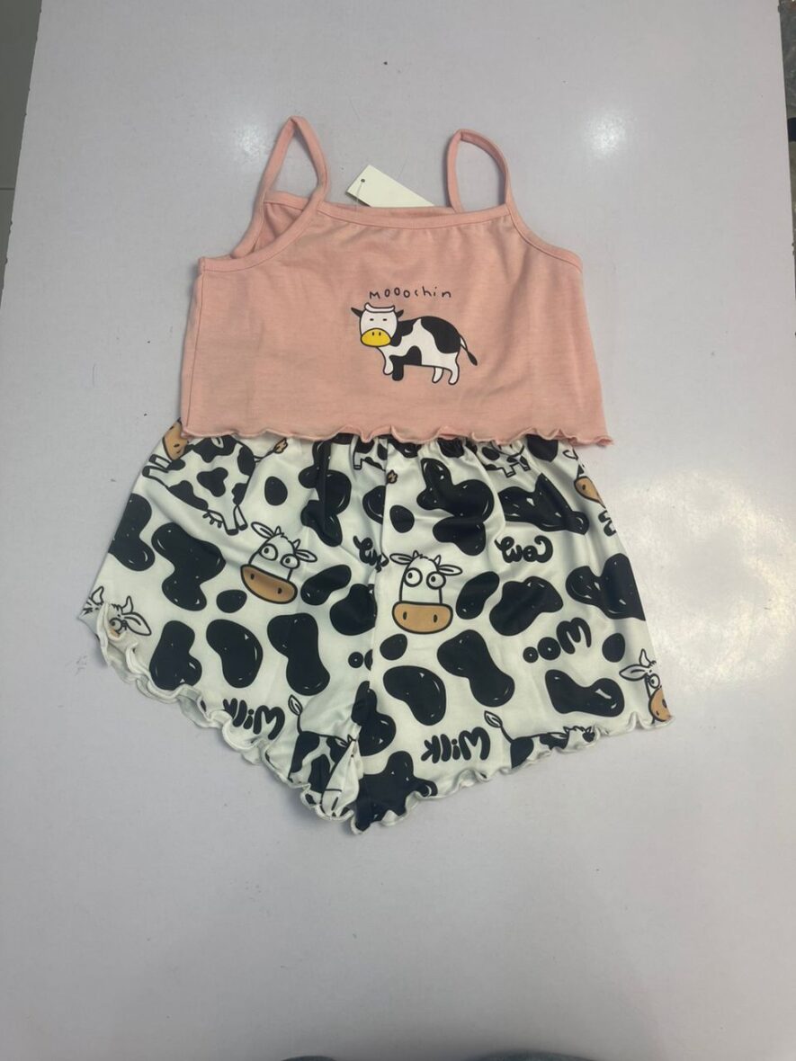 Toddler Girl Peach Top With Short 2pcs On Black sales