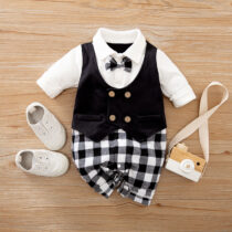 Baby And Toddler Boy Gentleman Plaid Romper
