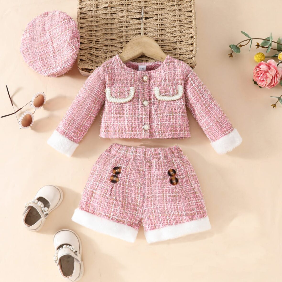 Baby Girl And Toddler Plaid Shirt On Plaid Short 2pcs