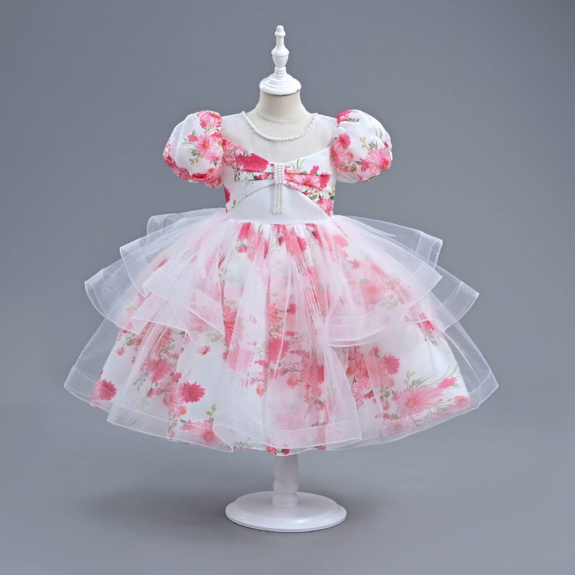 Toddler Girl Puff Shoulder Ball Gown Ball Dress Princess Dress