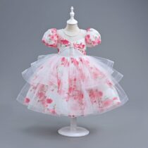Toddler Girl Puff Shoulder Ball Gown Ball Dress Princess Dress