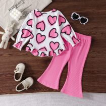 Baby And Toddler Girl Love Top With Pink Palazzo Trouser 2pcs (1)