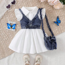Baby And Toddler White Dress With Denim Jacket (1)