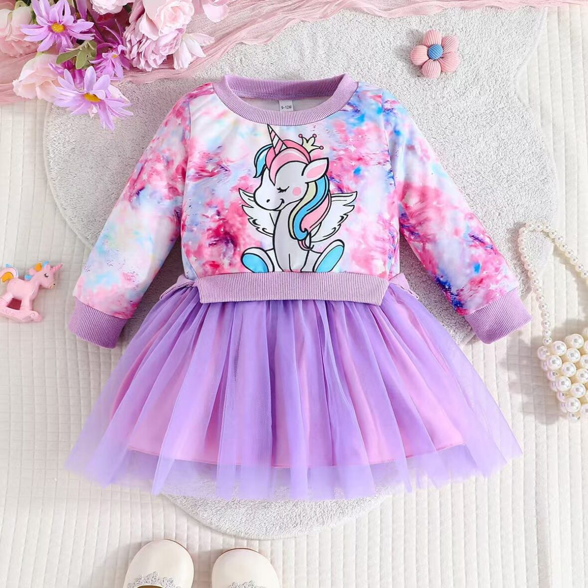 Toddler And Baby Girl Purple Unicorn Tutu Dress