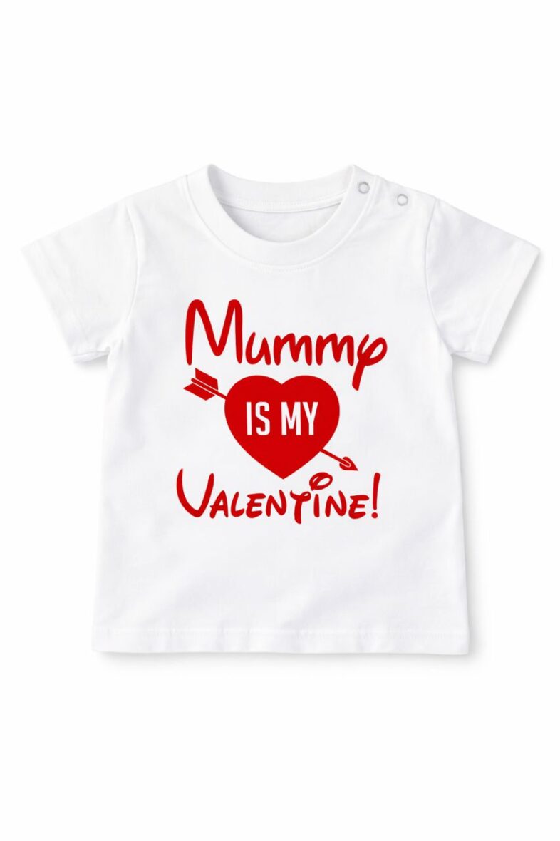 Toddler Unisex Mummy Is My Valentine Round Neck Tee-Shirt