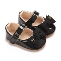 Baby Girl Soft Sole Pre Walker Black Bow Shoe