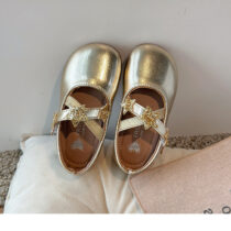 Toddler Girl Gold Strap Princess Shoe (2)