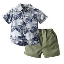 Baby Boy Palm Vintage Shirt With Green Short 2pcs