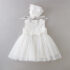 Baby Girl White New Born Naming Wear, Christian Dedication Baptism Dress With Bonnet