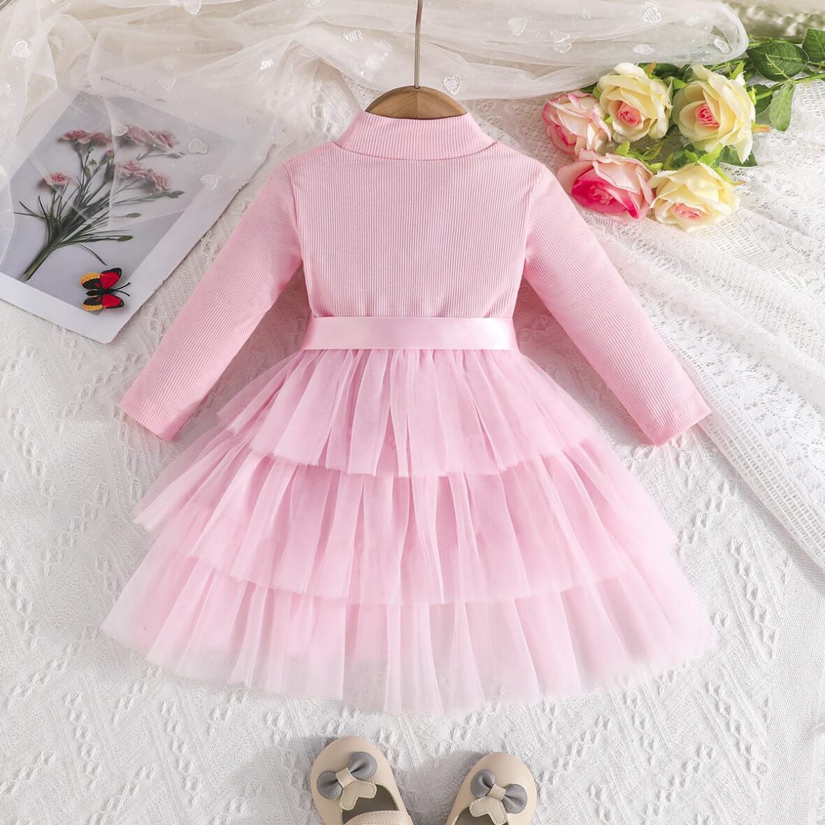 Baby Girl And Toddler Girl Pink Turtle Neck Tutu Dress1