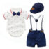 Baby Boy And Toddler Boy Anchor Collar Neck Pin Down With Navy blue Short With Suspender And Papa's Cap