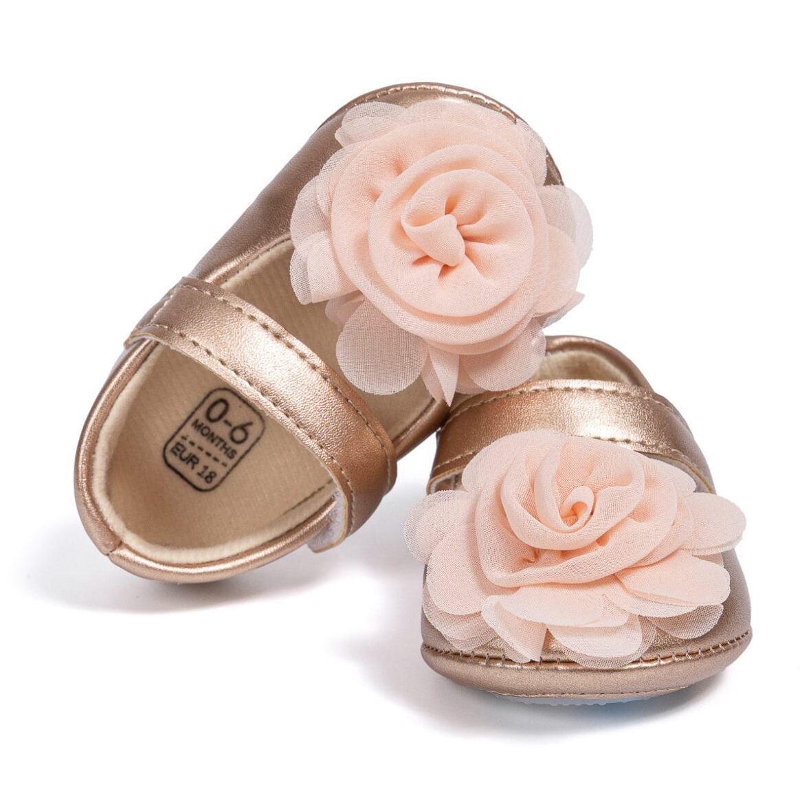 Baby Girl Gold Flower Bow Shoe