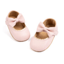 Baby Girl Peach Bow Soft Sole Shoe