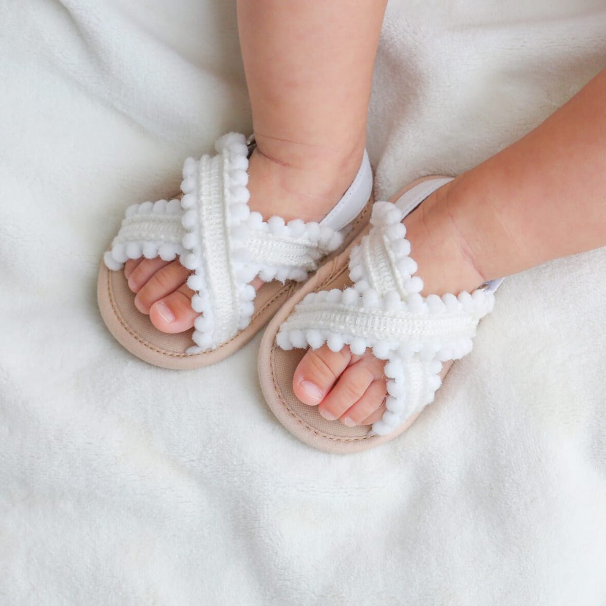 Baby Unisex White Cross Soft Sole Sandals